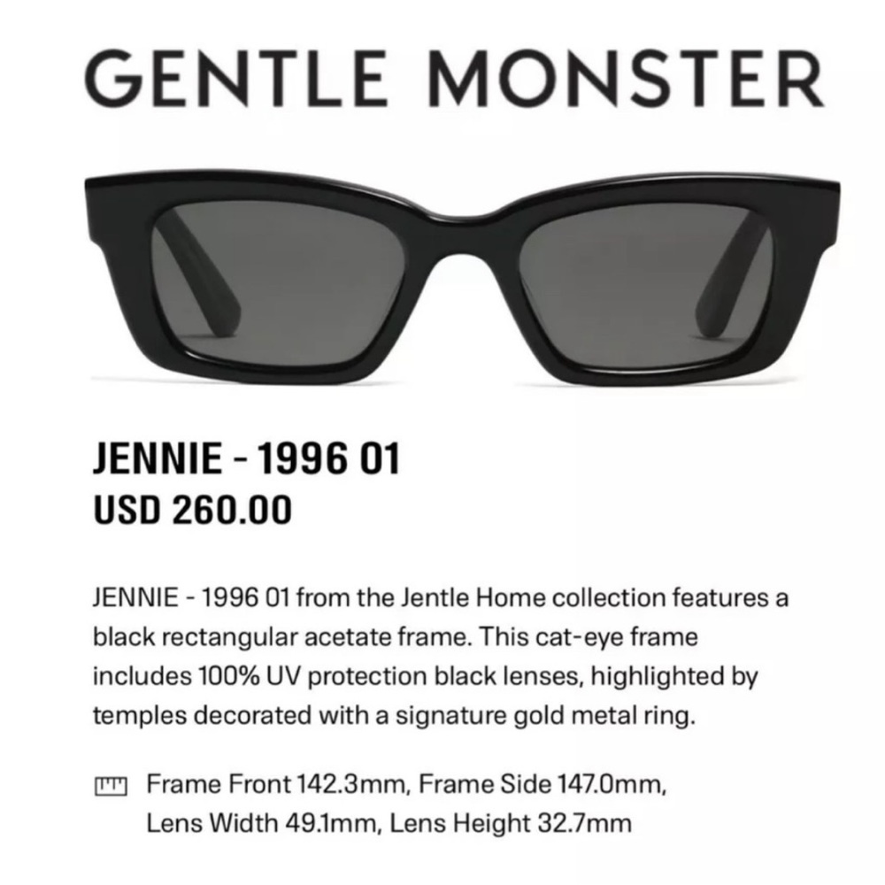 GENTLE MONSTER Jennie 1996 Black Sunglasses
